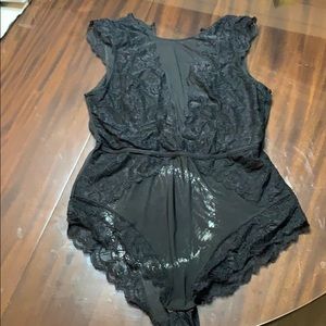 Black Silk and lace sheer body suit